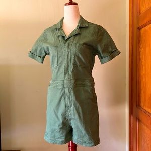 Universal Thread Olive Green Utility Zip Up Romper sz 0/25